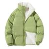 Mens Winter Thickened Cotton Puffer Jacket Stand Collar Zip Front Loose Fit Warm Outerwear Youth