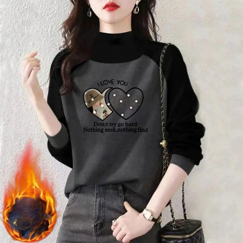 A Loose and Fashionable Long-sleeved Semi-high-neck Sweatshirt for Women, Which Is Slimming, Warm and Makes Them Look Younger