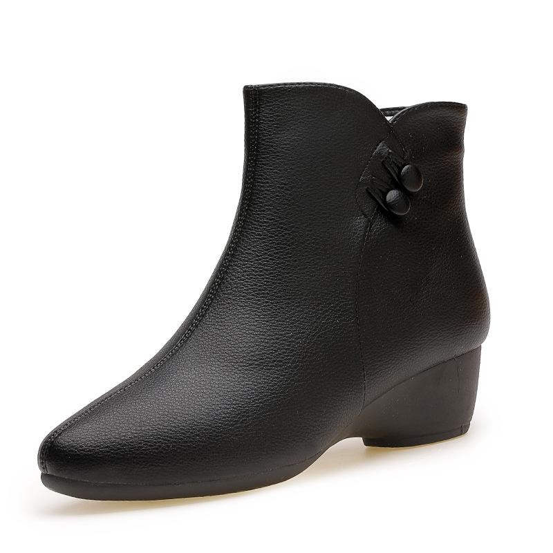 Puntige retro knoop wedge mode laarzen nieuwe herfst en winter Martin laarzen leren laarzen dames