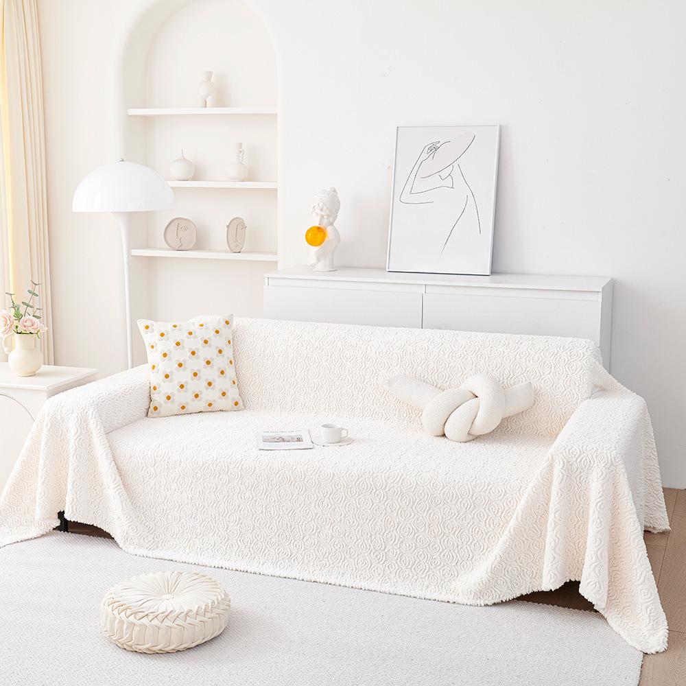 Bunny Cashmere Sofa Cushion Winter Thickened Fleece Cushion Non-Slip Leather Sofa Cover New Cover Towel