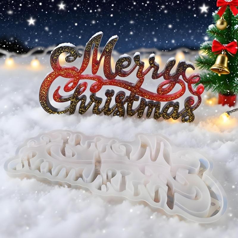 Christmas Letter Hanging Decors Silicone Mold With 3D Design For Holiday Baking Crafts Holiday Party Ornamentation