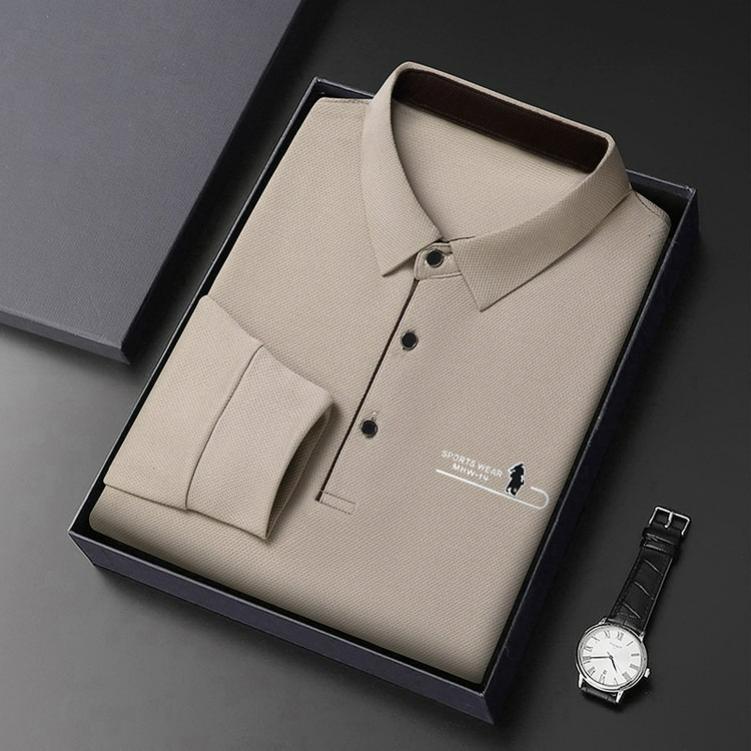 Long-sleeved Polo Shirt Men's Spring and Autumn Casual All-match Lapel Dad Bottoming Shirt T-shirt