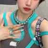 Chic Women Necklace Silver Alloy Beaded Decoration Collarbone Chains Jewelry