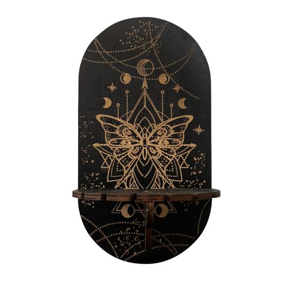 Kristall-Display-Regal, Pendel, Holz, Bohemian-Stil, dekorativer Kristall-Display-Halter, Heimbedarf