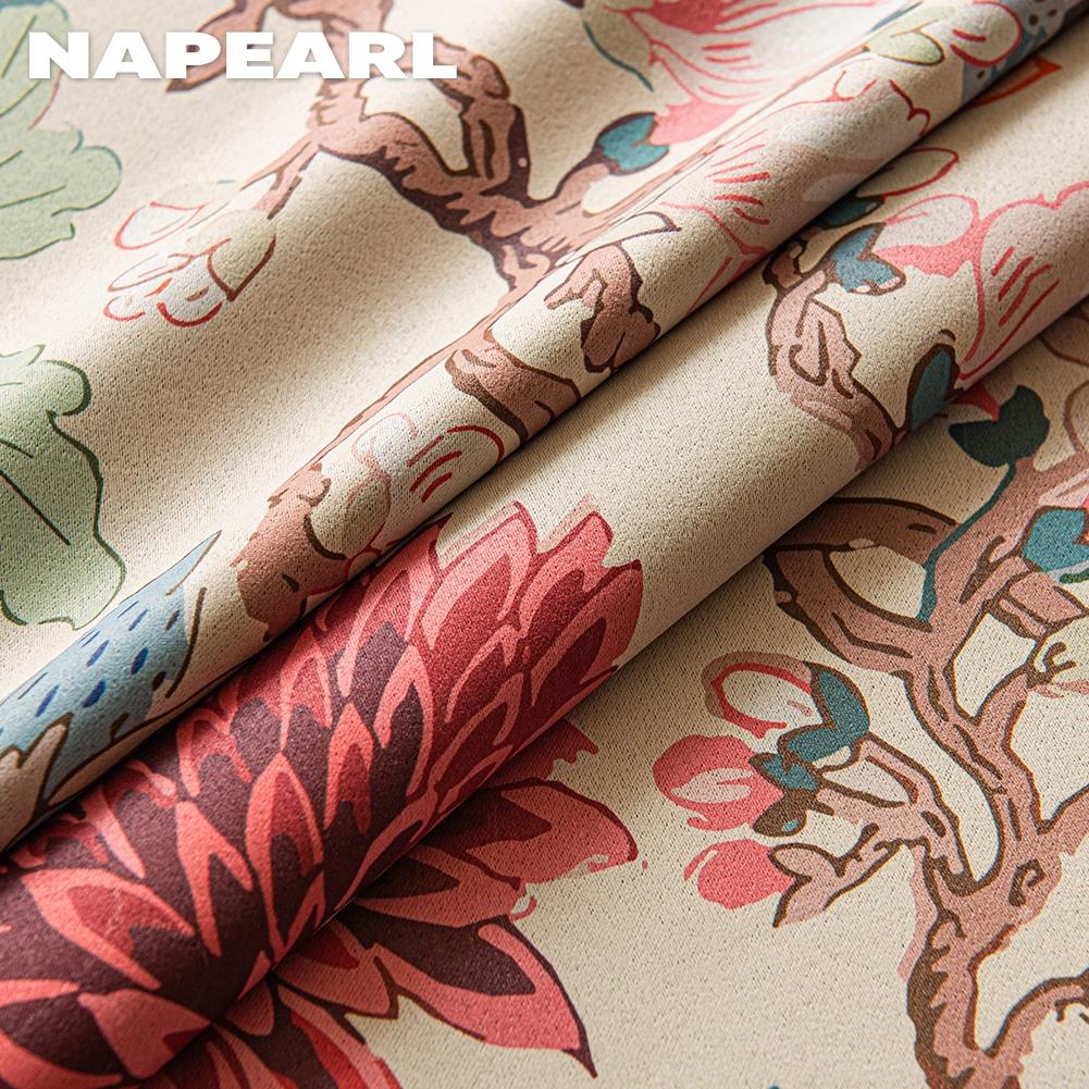 1PC NAPEARL Vintage Pastoral Colorful Floral Blackout Curtains with Oil Painting and Printed Curtains for Bedroom Living Room Home Decor