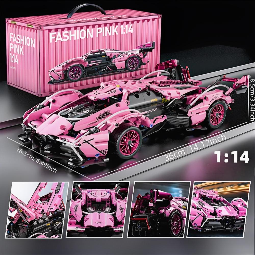 1:Mattoncini Super Auto da Corsa Scala 1:14, Kit Modello Veicolo Sportivo Fai-da-te Giocattolo da Costruzione Regalo per Ragazzi Bambini Età 8-12 14