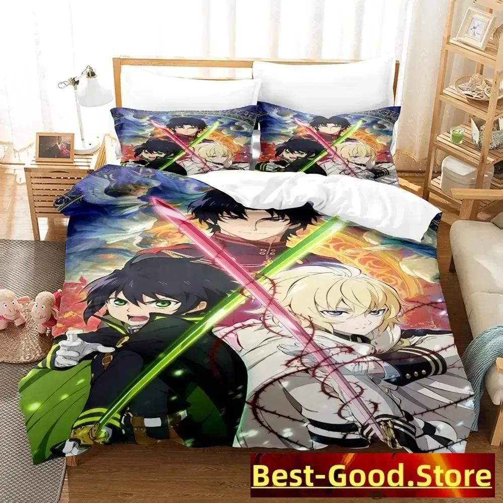 Seraph of the end Beding Set Printed Bed Linen Set With Pilowcase Bed Soft Duvet Cover Soft Single Double Quen Super King-Sized Dimensionsd Dimensions