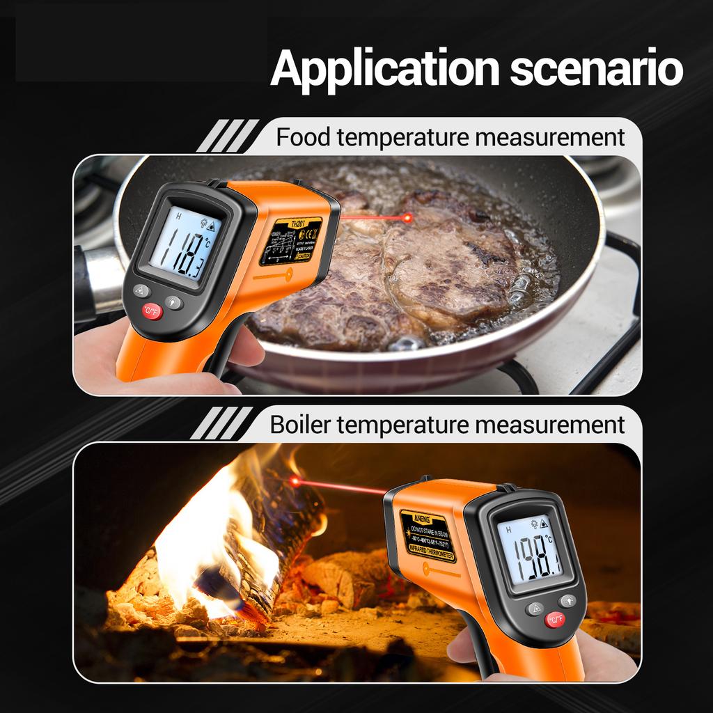 TH201 -50℃~400℃ /-58℉~752℉ Non-Contact Infrared Thermometer IR Laser Handheld Digital Temperature Tester Industrial Test