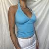Summer New Halter Neck V-Neck Tank Tops Women Strap Sexy Vests Slim Backless Crop Top Fashion Solid Elegant Lady Tanks Camis 24082