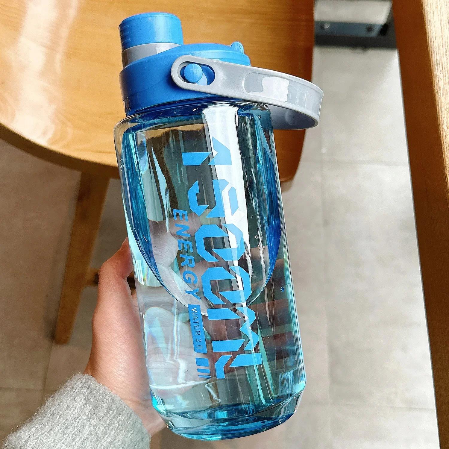 

1500ml-2000ml Large Capacity Plastic Water Bottle Outdoor MenS And WomenS Fitness And Sports Belt Handle Summer Explosion-Proo 1500ml синий