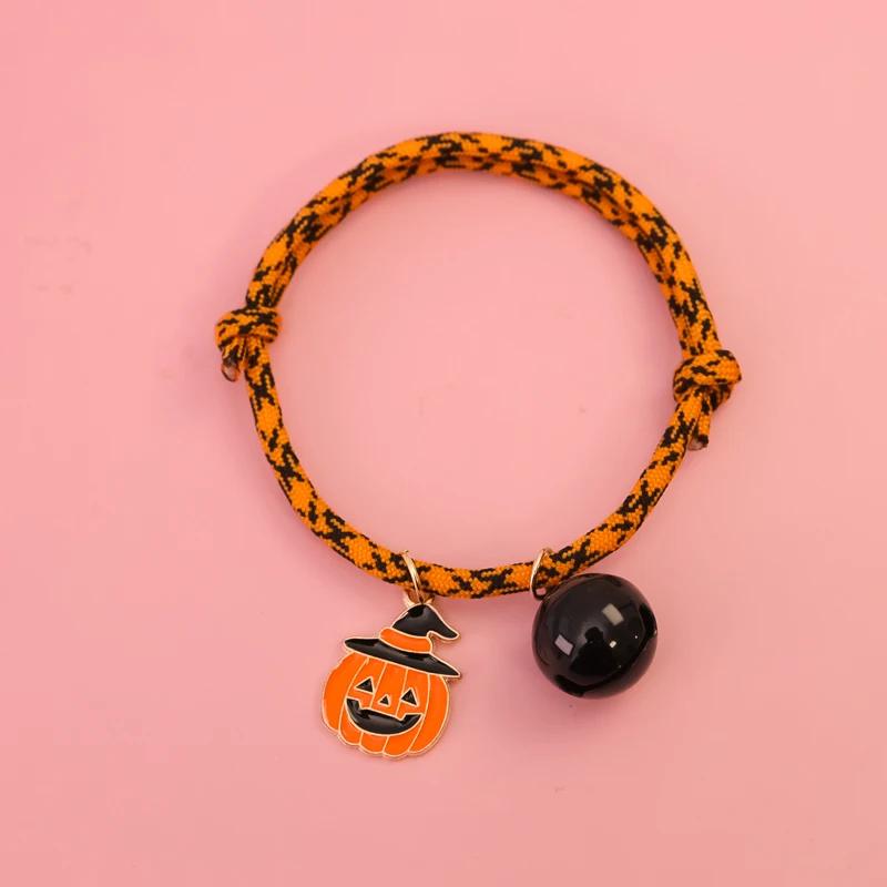 Halloween Pet Collars, Hand Woven Pumpkin Ornaments, Dog and Cat Collars