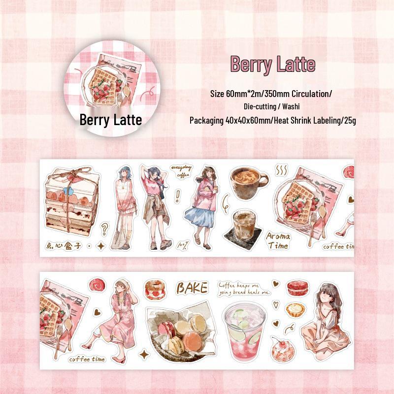 Twilight Coffee Cartoon Die-Cut Washi Tape: Cute Daily Journal DIY Decorative Stickers