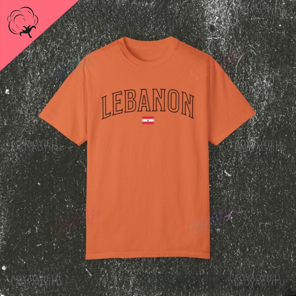 T-shirt z nadrukiem flagi Libanu Top Unisex Oddychający Camisetas Wysokiej jakości bawełna Wygodny Osobowość Krótki rękaw