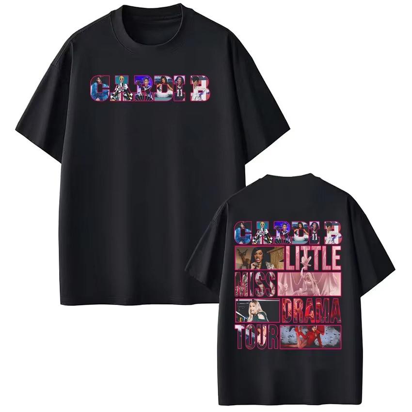 

Cardi B Little Miss Drama Tour 2026 Print T-shirt Men Women Aesthetic Trend T-shirts Summer Short-sleeved Cotton Casual T-shi... S разноцветный