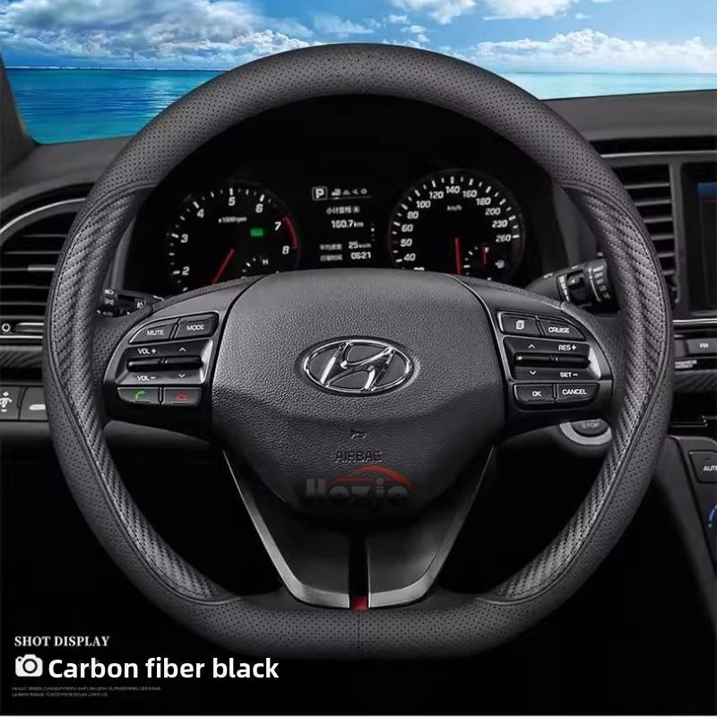 Leather Car Steering Wheel Cover for Hyundai I30 Ioniq I20 I10 I40 Staria Ter Tucson Accent I30n IX35 Kona Creta Accessories