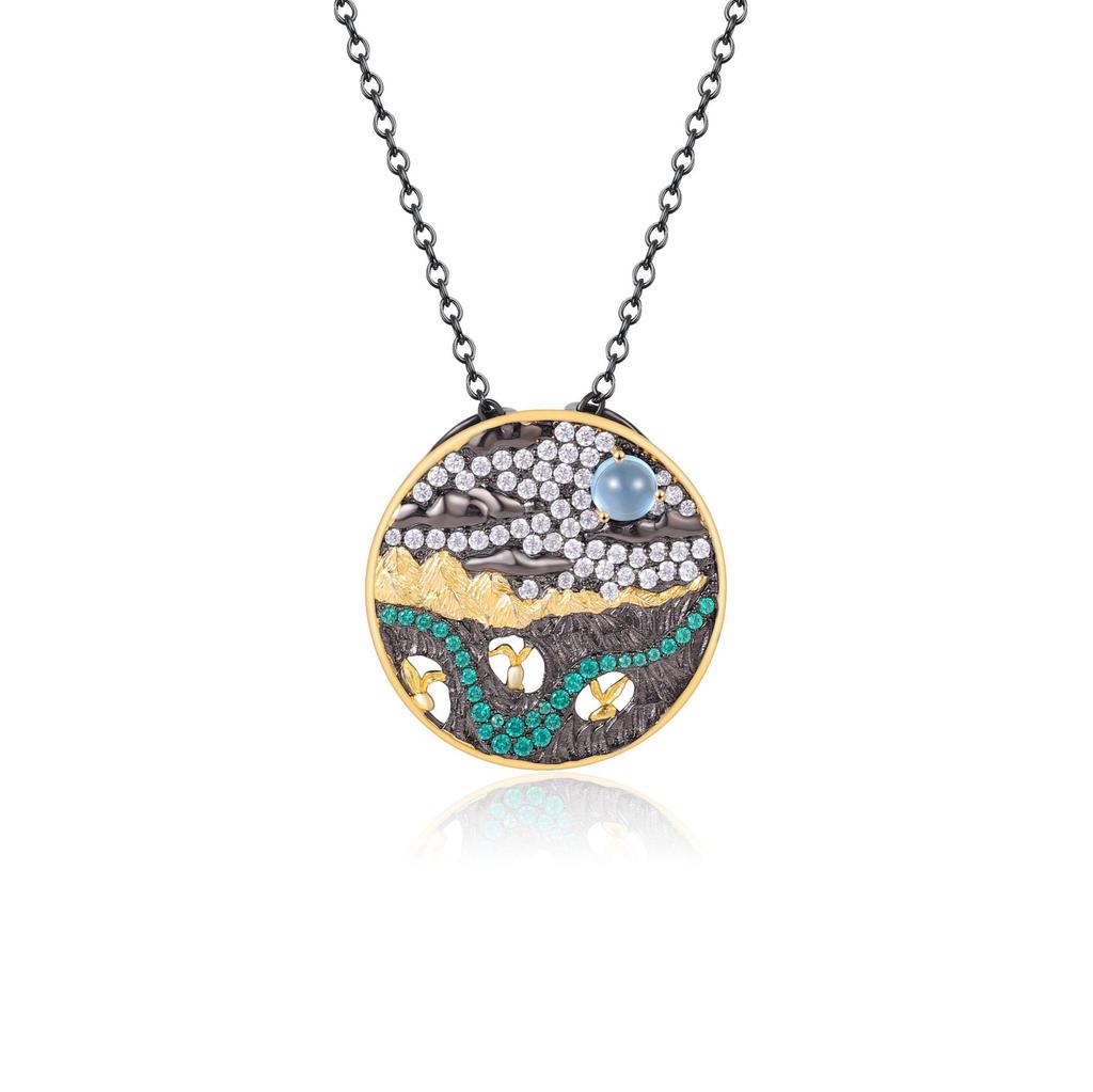 Jewelry Opal Topaz Pendant Girls Necklace Temperament High-end Accessories S925 Sterling Silver New Necklace