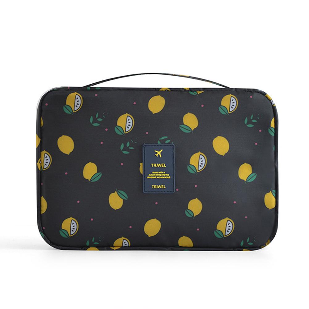 Portable Large Capacity Waterproof Travel Bathroom Cosmetic Bag with Hanging Hook Black lemon large#0