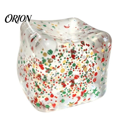Ice Cube Sensory Toys Christmas Squeeze Toy, Confetti Filled Stress Relief Hand Therapy Balls Slow Rebound Clear for Anxiety Reduction Party Favors