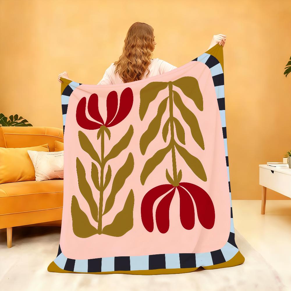 Flower Stylish FrameS Blanket Soft Throw Blanket for Home Bedroom Bed Sofa Picnic Travel Office Rest Cover Blanket Gift