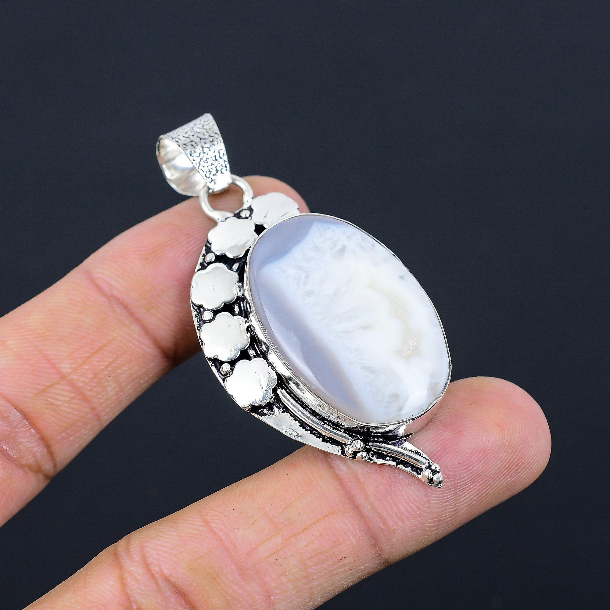 

Solar Moss Opal Gemstone Engagement Bezel Pendant Jewelry 925 Sterling Silver
