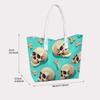 Stylish Skull Pattern Tote Bag Trendy Portable Daily Use Casual Shoulder Bag