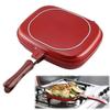 Poêle Antiadhésive Double Face 32CM Poêle à Fond Plat Plaque de Cuisson Poêle à Frire Steak Ménager Ustensile de Cuisson Viande Barbecue Extérieur