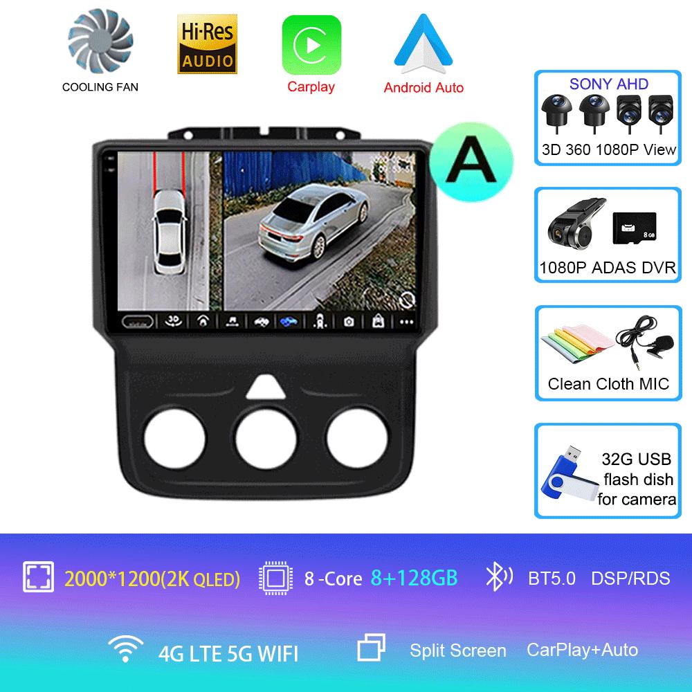 Android 14 Car Radio For T Dodge Ram 1500 2500 3500 2013-2018 Multimedia Stereo Video Player WiFi 4G Carplay Auto GPS Navigation