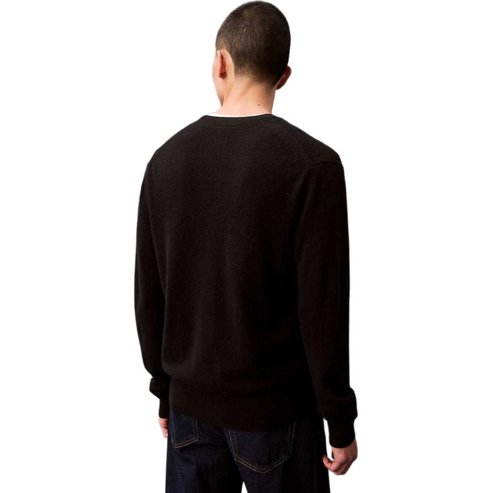Calvin Klein Ck Premium Ready-To-Wear Long Sleeve V-Neck Solid Cashmere Sweater Men Sweater Space-Black 40EM349-UB1