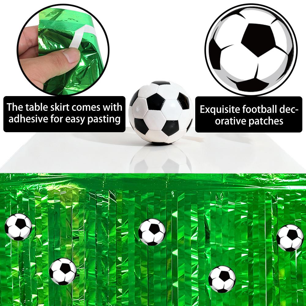 Uscam World Cup Green Rain Silk Table Skirt Birthday Party Decoration Diy Football Sticker Fringed Table Curtain