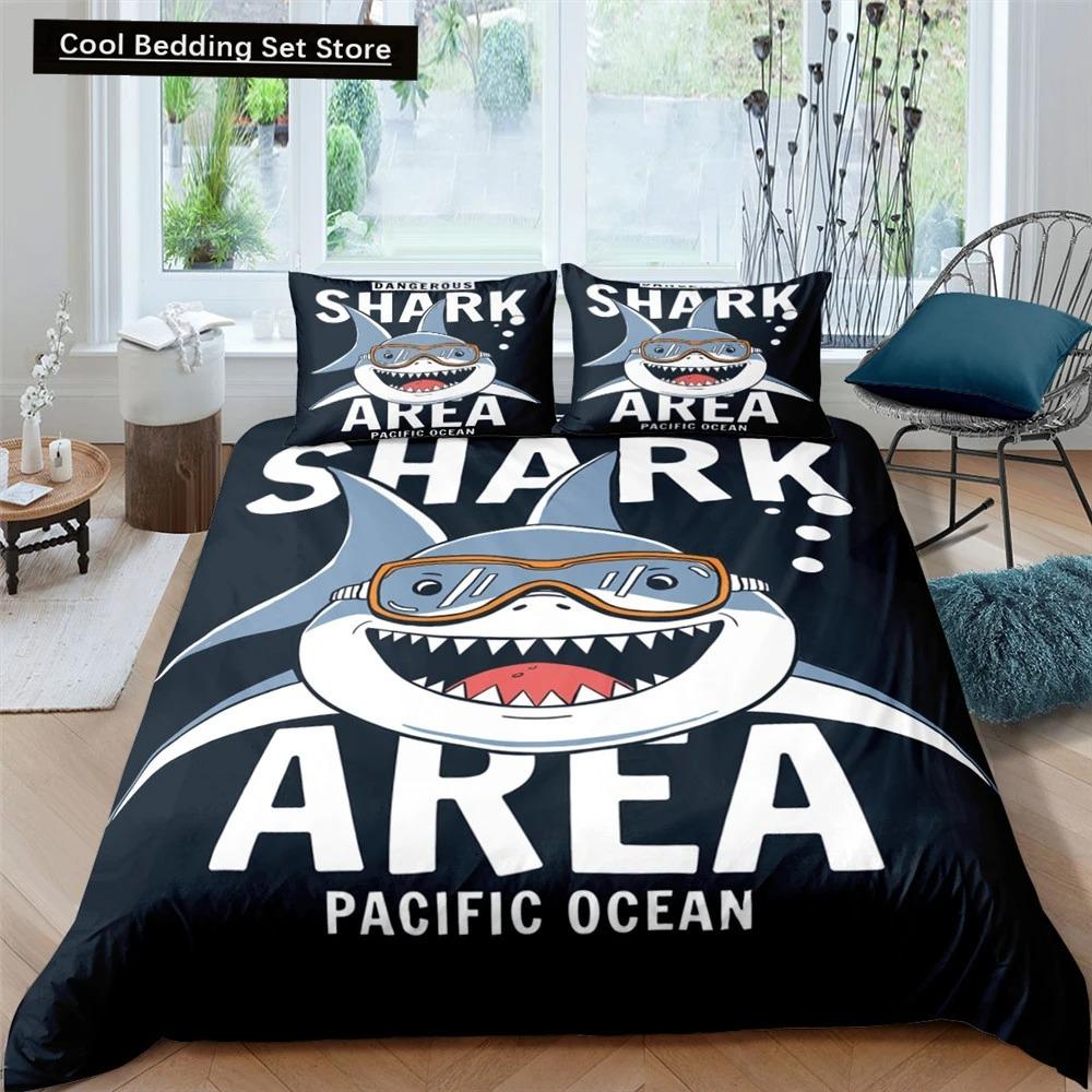 Dolphin Ocean King Queen Duvet Cover Cute 3D Sea Animal Bedding Set for Kids Teens Adults Shoal of Fish Blue 23pcs Quilt Cover