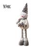 Stuffed Snowman Tabletop Decor Christmas Plush with Extendable Legs, Sequins Hat Holding Star Winter Home Doll, Standing Long Legs Xmas Decoration