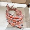 Spring Autumn Women Scarf Linen Cotton Headband Kids Triangle Scarf Baby Neck Scarf Plaid Versatile Korean Style
