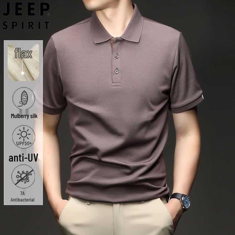 JEEP SPIRIT Men s Linen Blend Polo T-Shirt L/50