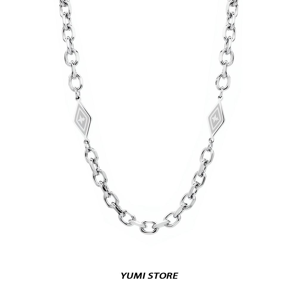 Hip Hop Diamond Cross Star Pendant Necklace For Man Woman Non Fading Titanium Steel Sweater Clavicle Chain Trendy Couple Jewelry All Steel