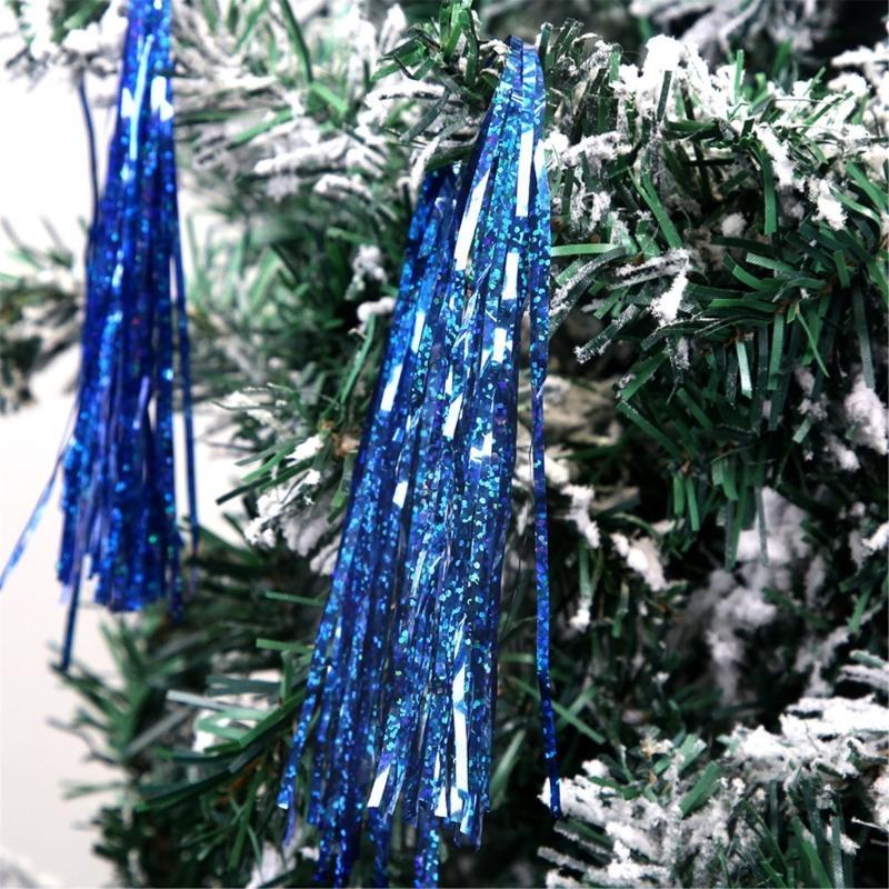  User Friendly PET Shimmering Tinsels Fringes Trim Pack of 10 Christmas Holiday Decors for Indoor DIY Crafting