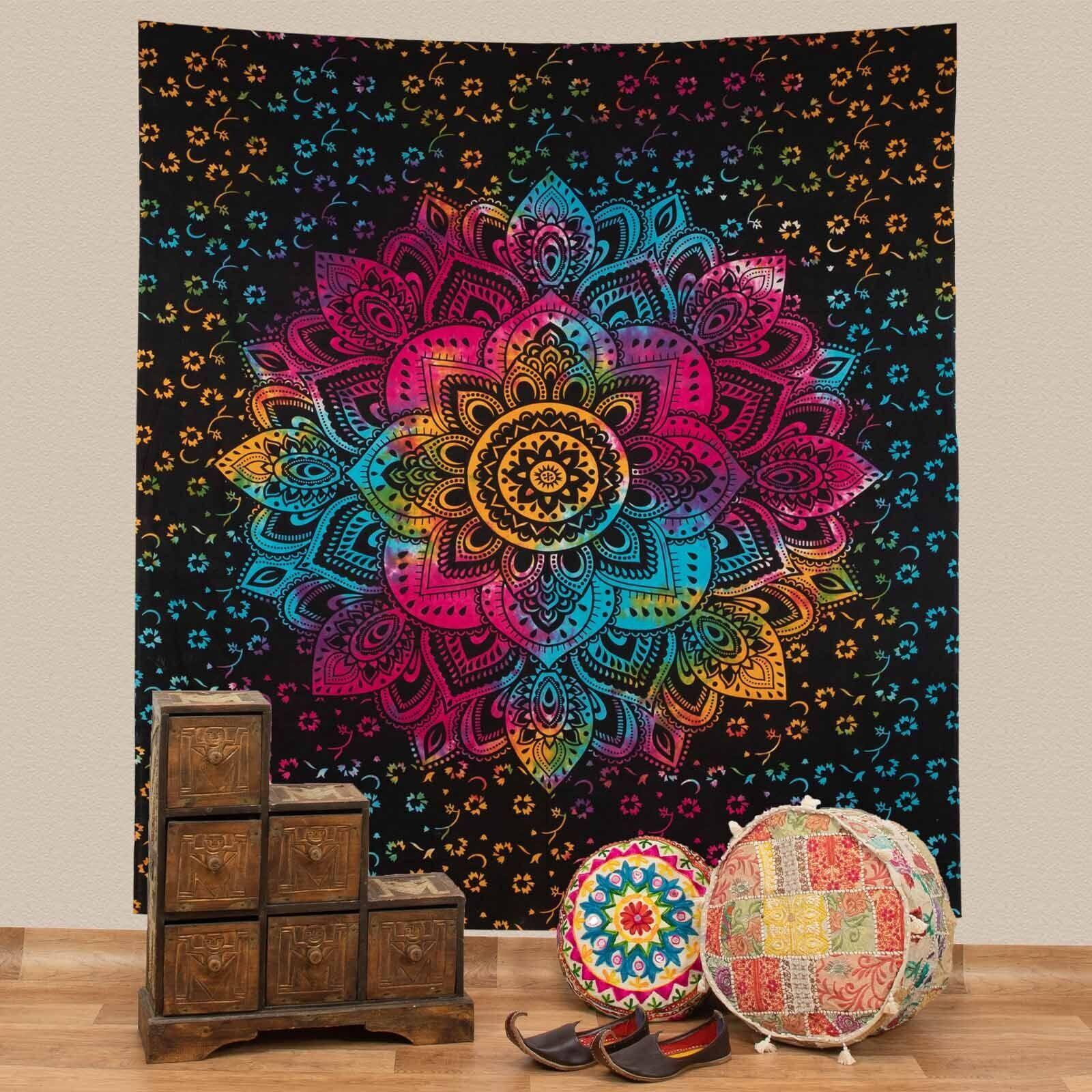 Aum Tapestry India Lotus Quilt 75x100 чёрный