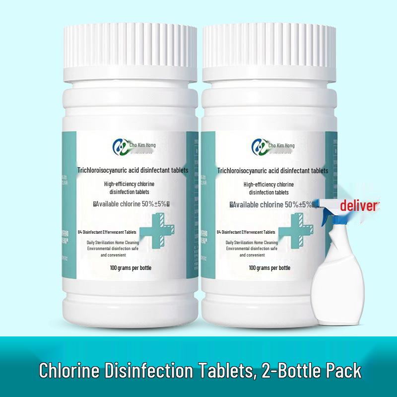 84 Chlorine Disinfectant Tablets - 100 Large Effervescent Tablets for Schools, Hospitals, Public Spaces, Floors & Household Use (50% Chlorine Content)