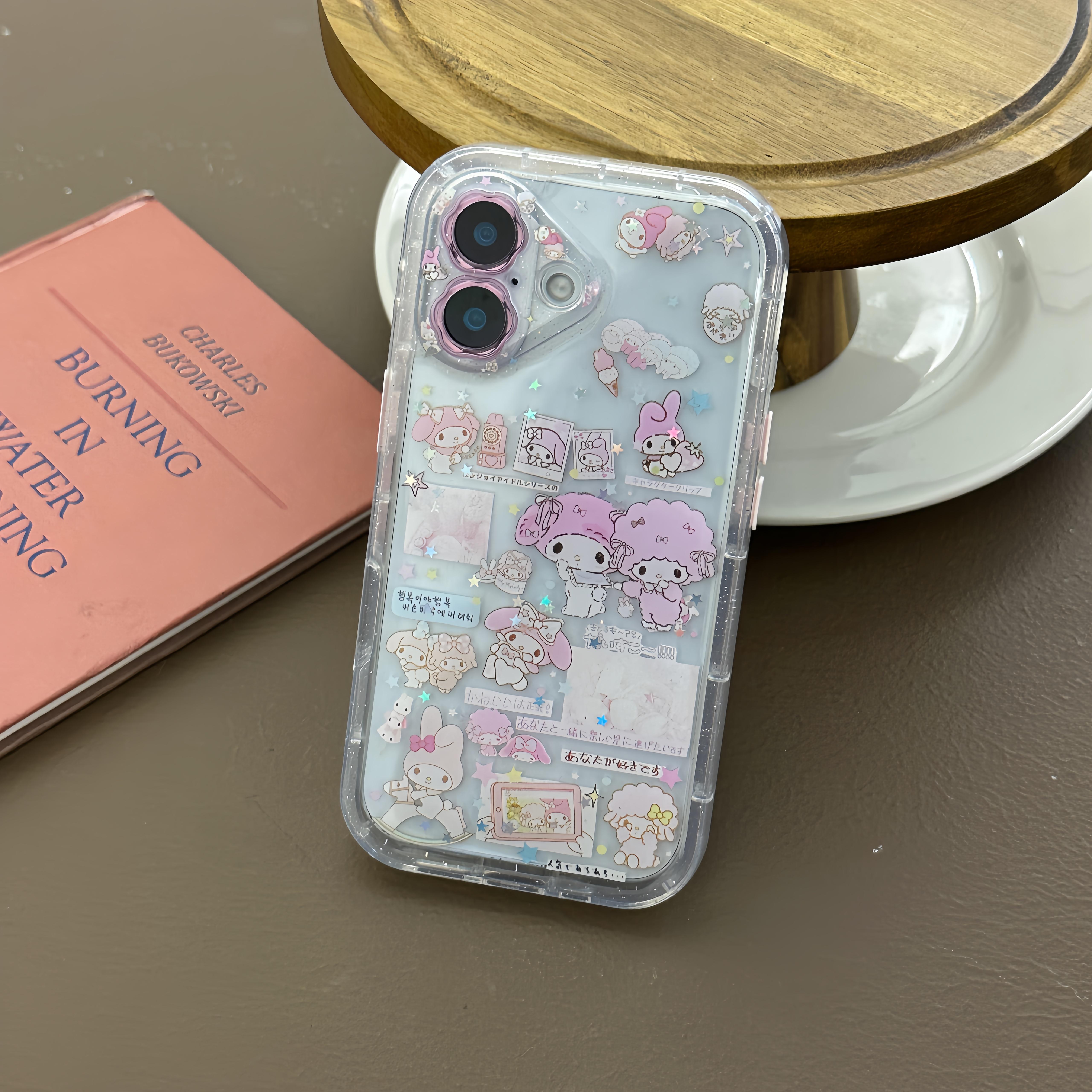 

Little Flower Dropping Gel Meileti Phone Case For iPhone 17 14 15 16 Pro Max With Bracelet Little Twin Lamb Lovely Back Cover iPhone17