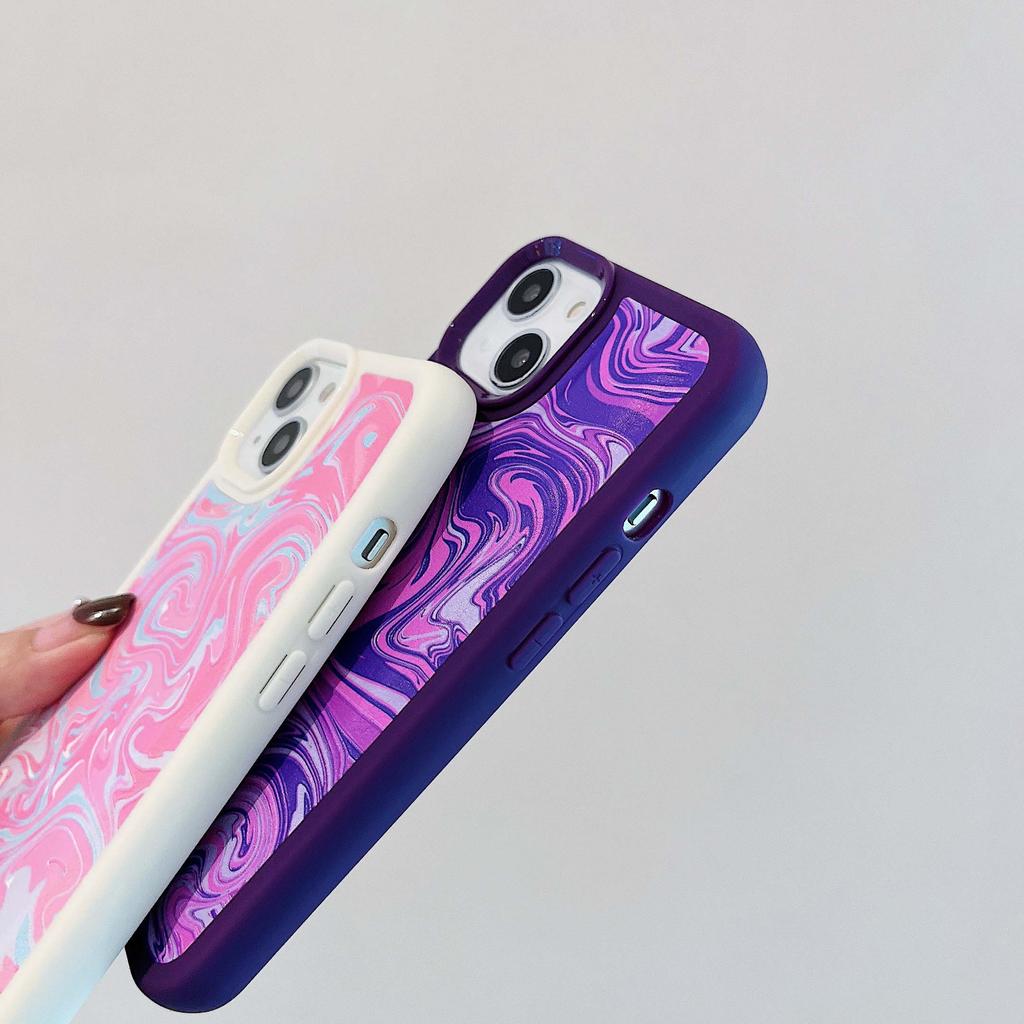 Custodia per telefono in pelle con pittura a inchiostro Ins per Iphone Xr Xsmax X 14 Pro Max Plus 11 12 13 Promax Cartoon Cover posteriore Fundas