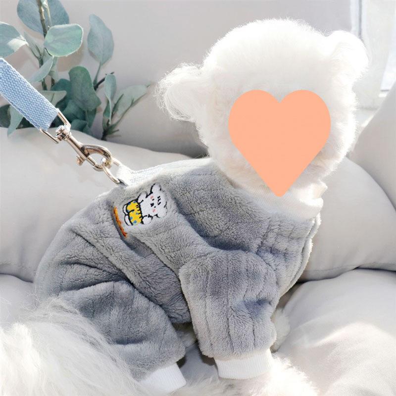 Winter Hundekleidung für kleine Hunde Bichon Teddy Zwergspitz Schnauzer Polyester Lässig Vierbeiner Winterstil Cartoon Stickerei