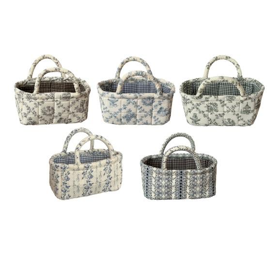 Quilted Handbag with Built-in Handle Vine Pattern Compact Size Foldable Plant Pot Organizer Cosmetics