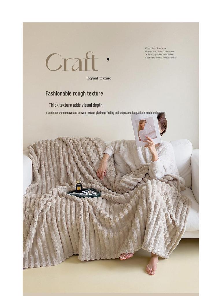 Plush Faux Rabbit Fur Blanket - Thick, High Gram Weight, Solid Color Flannel Baby Velvet