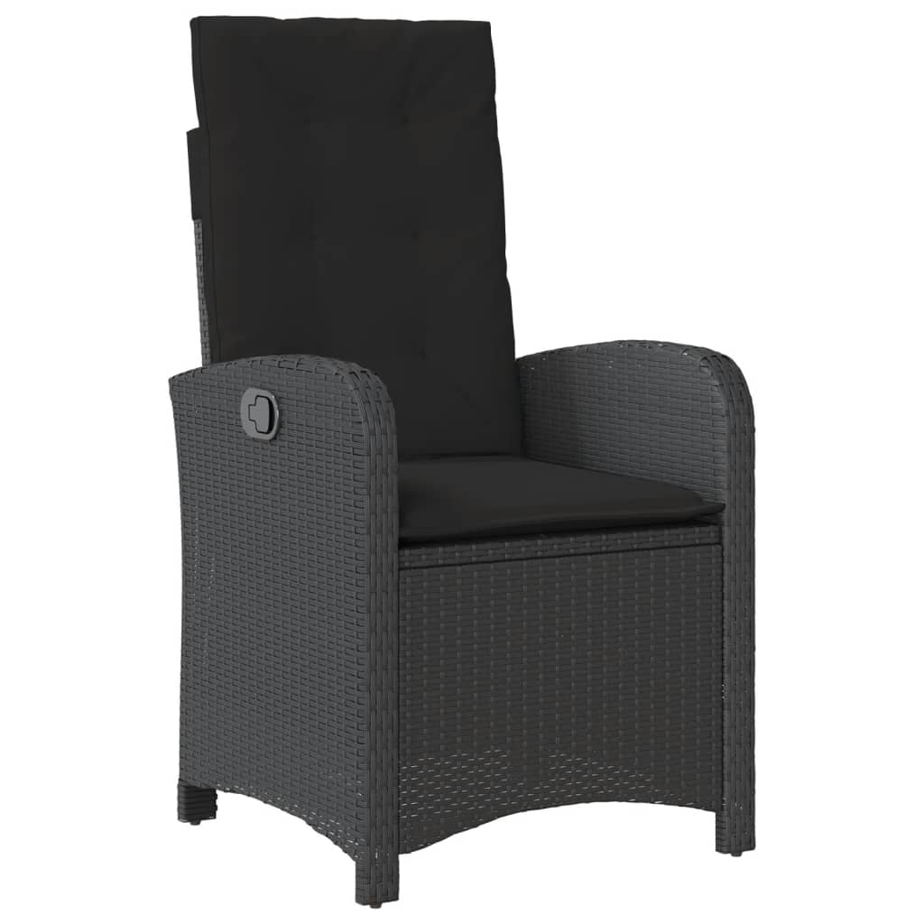 Vidaxl 3-Cz. Garden Furniture Set With Cushions, Black, PE Rattan