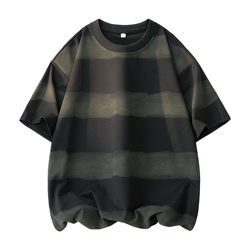 Striped Short-sleeved T-shirt Men s Loose Half-sleeved Top 2XL