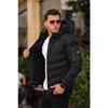 Water And Cold Proof Winter Hooded With Fleece Inside Red Black Detail Men's Winter Puffed Coat