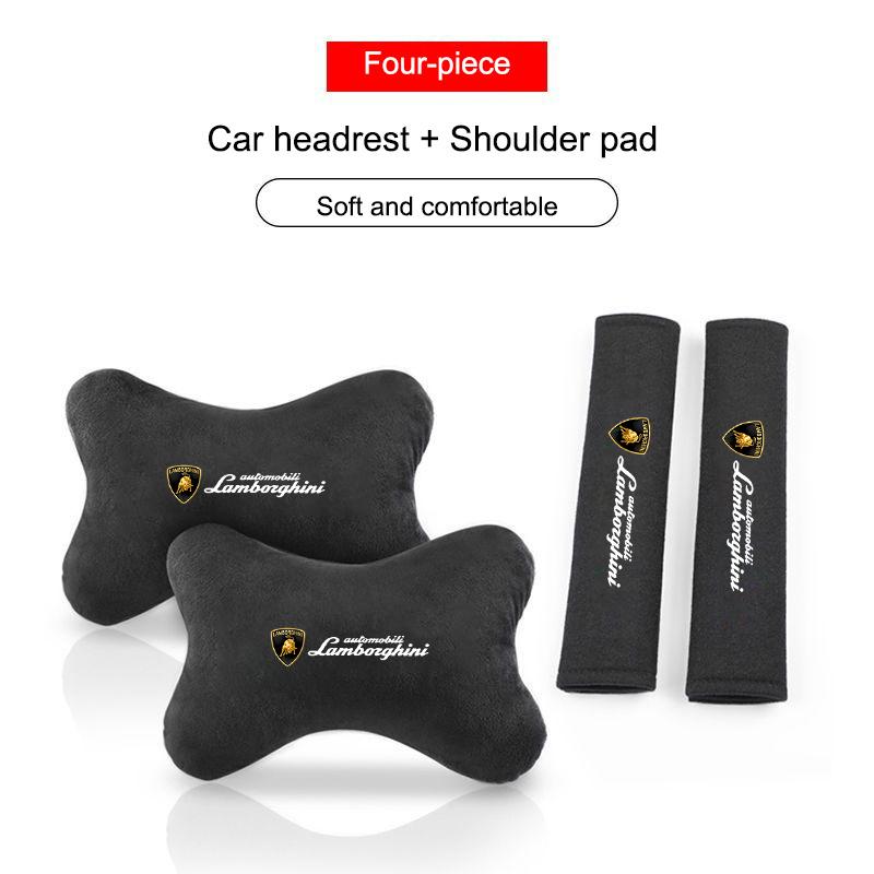 Fashion Car Cervical Spine Headrest Neck Pillow For Lamborghini Urus Huracan Aventador Premium Seat Belt Protect Shoulder Pads viw1