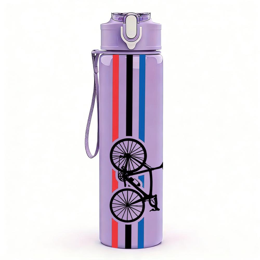 1PC Road Bike Stripe Vertical Layout 750ml Color Plastic Water Bottle Leakproof Flip Straw Lid For Sports Office Home Use