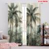 2pcs,2D Plane Printing Curtain Fabric Tropical Vibes Durable Polyester (without Rod) All Seasons Ldeal for Bedroom and Various