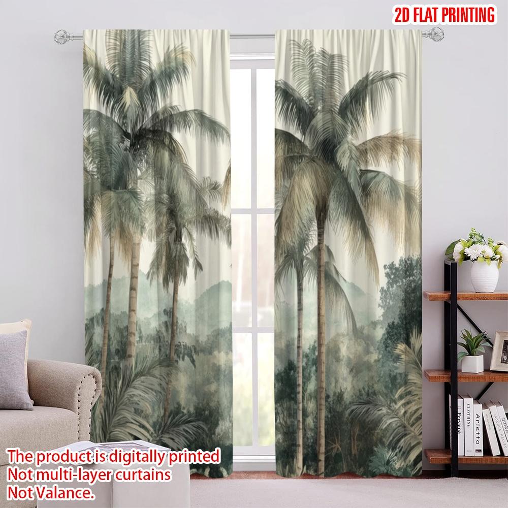 

2pcs,2D plane printing Curtain Fabric Tropical Vibes Durable Polyester (without rod) All Seasons Ldeal for Bedroom and Various 52.50 × 116.00 cm 2 pcs