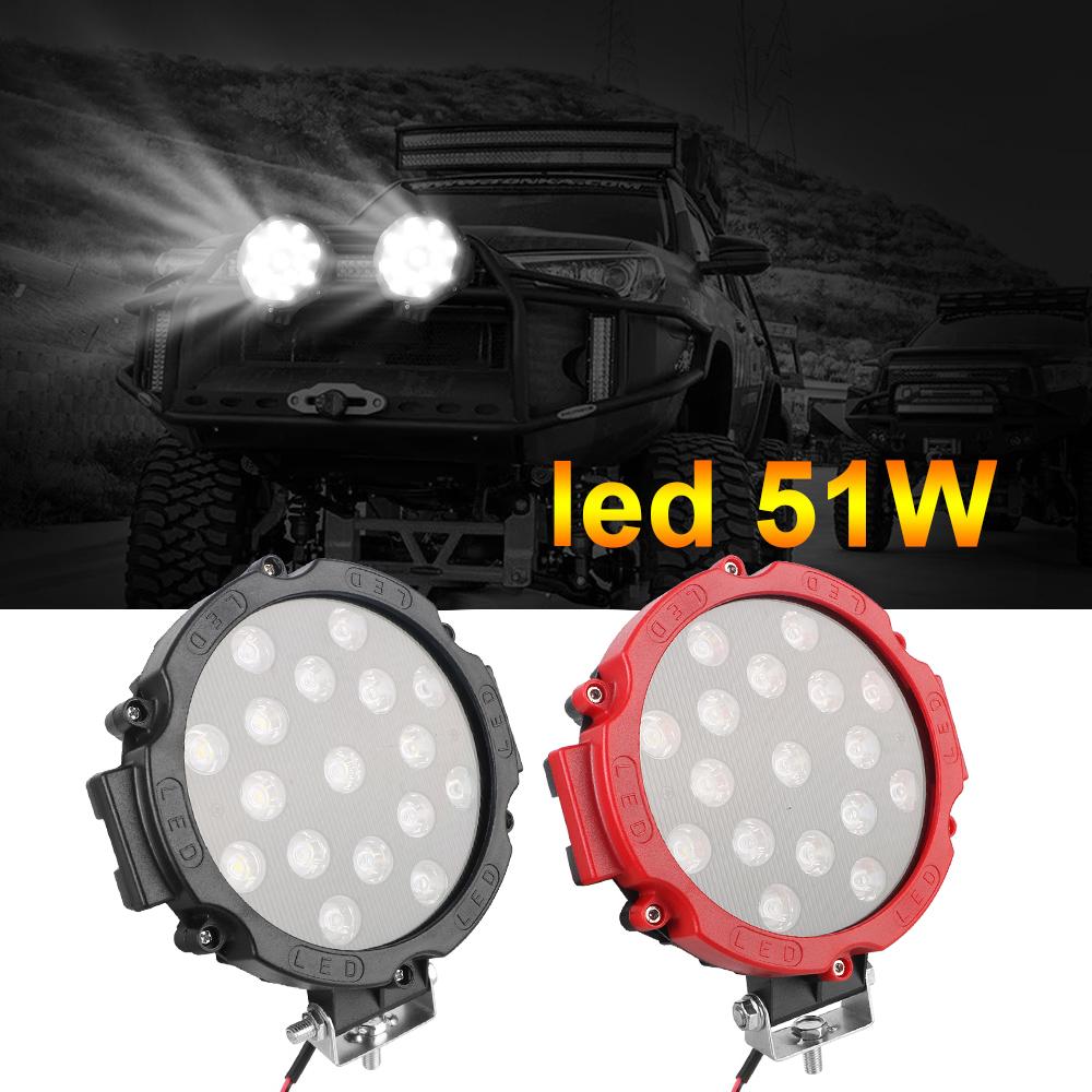 Driving Light 51W LED Work Light 7 Inch Round LED Light Bar Super Bright Spot Beam For Truck Tractor 4x4 Off Road
